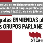 Principales enmiendas al Proyecto de Ley de medidas urgentes para la reducción de la temporalidad en el empleo público.